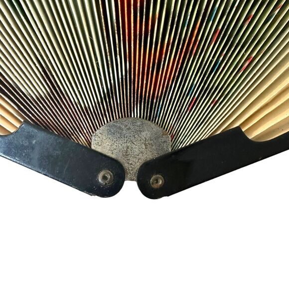 Vintage Asian Hand Fan 10 Inch Republic Of China Foldable Birds Peacocks - Picture 16 of 16